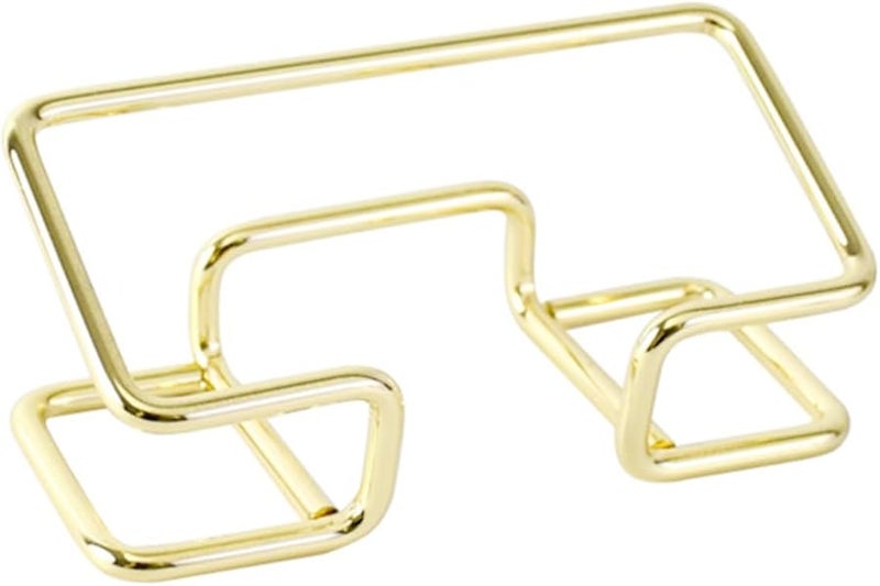 Golden Metal Business Card Holder Hollow Design Vertical Display Stand for Office Desk - Image 1